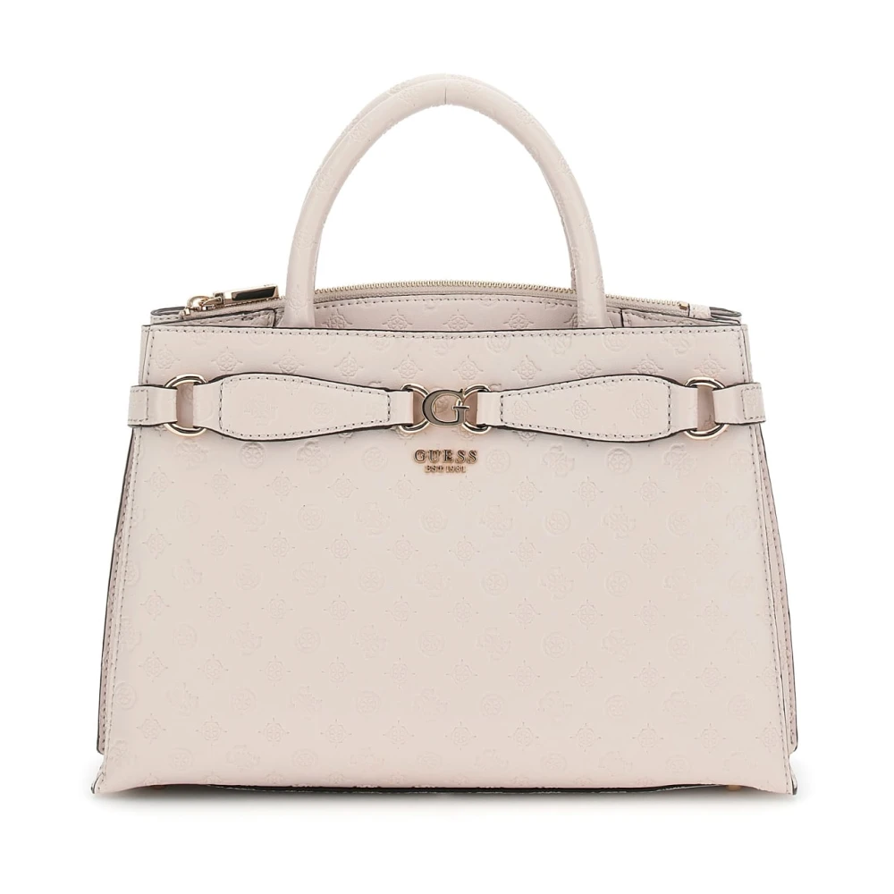 Guess Taupe Convertible Crossbody Tas Deesa Logo Beige Dames
