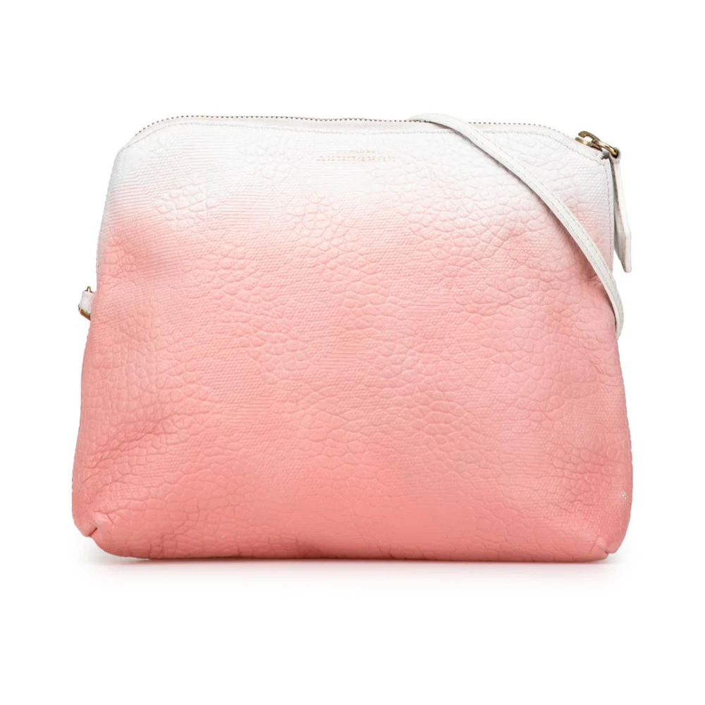 Burberry Vintage Damen Rosa Gebrauchte Strukturierte Ledertasche Mit Verstellbarem Schulterriemen