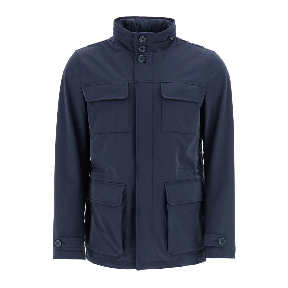 Herno Urban City Life Jacket met Hoge Kraag Blue Heren