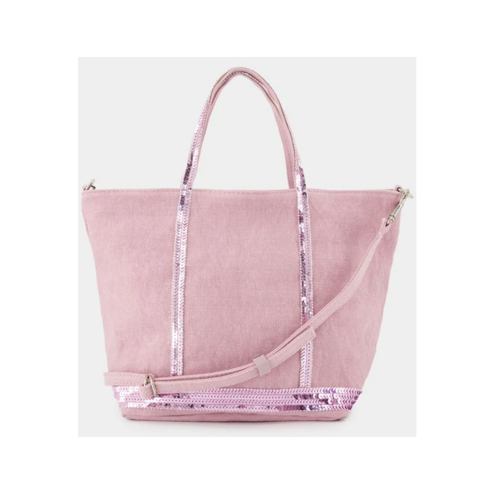 Vanessa Bruno Roze Linnen Shopper Tas Dubbel Draag Pink Dames
