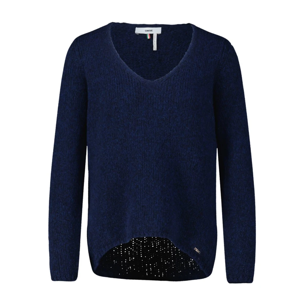 CINQUE Merinowol V-hals trui Blue Dames