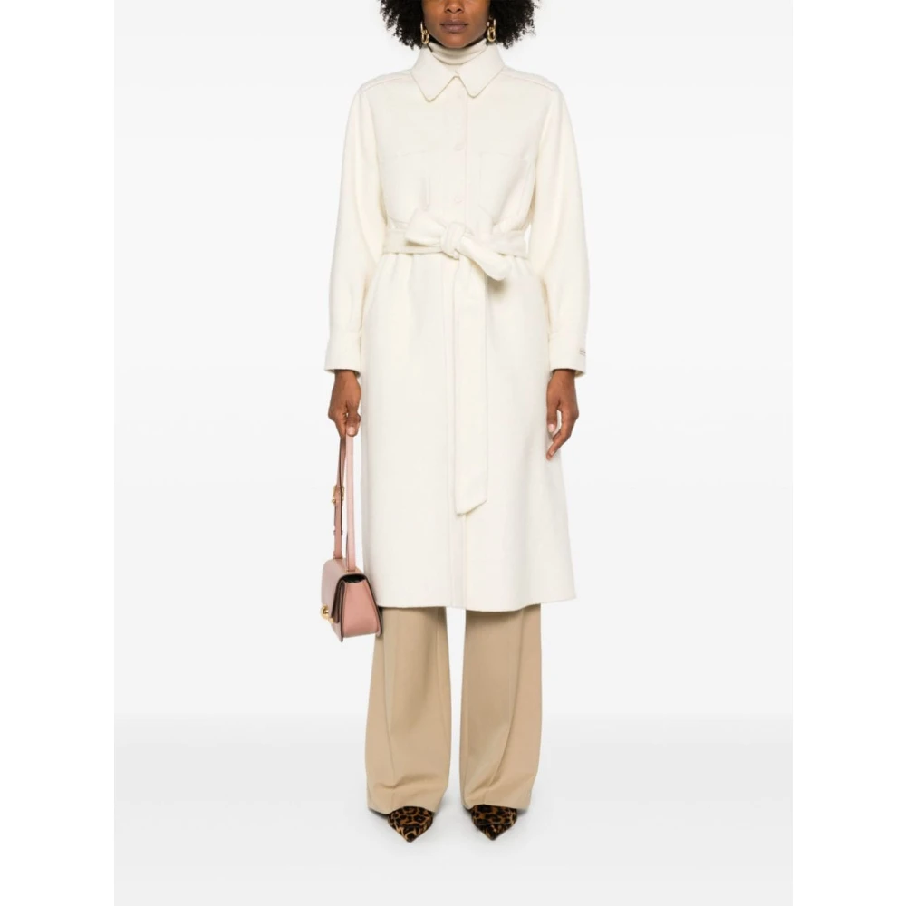 Paltò Witte Wol Midi Jas White Dames