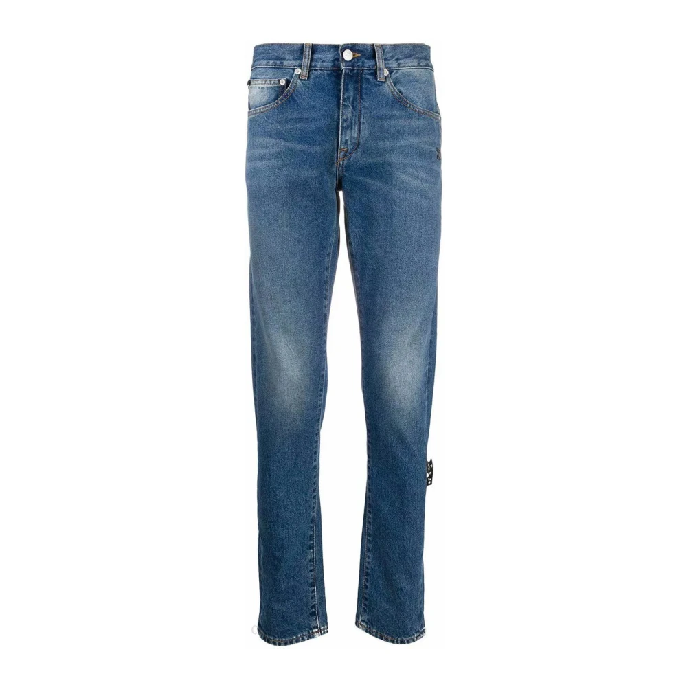 Off White Blauwe Denim Jeans met Zijlogo Detail Blue Heren