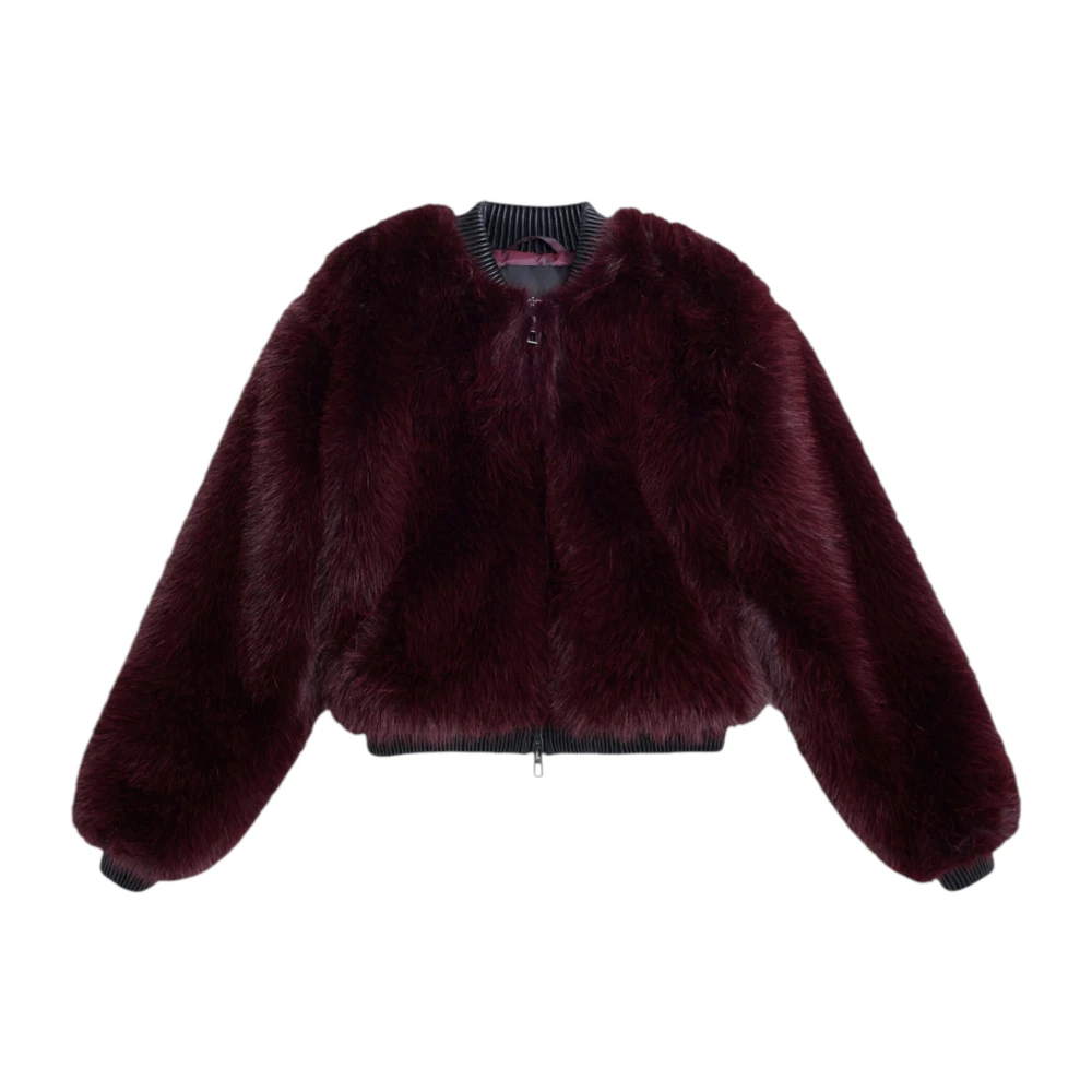 Desigual Women's Red Raspberry Faux Fur Jacket