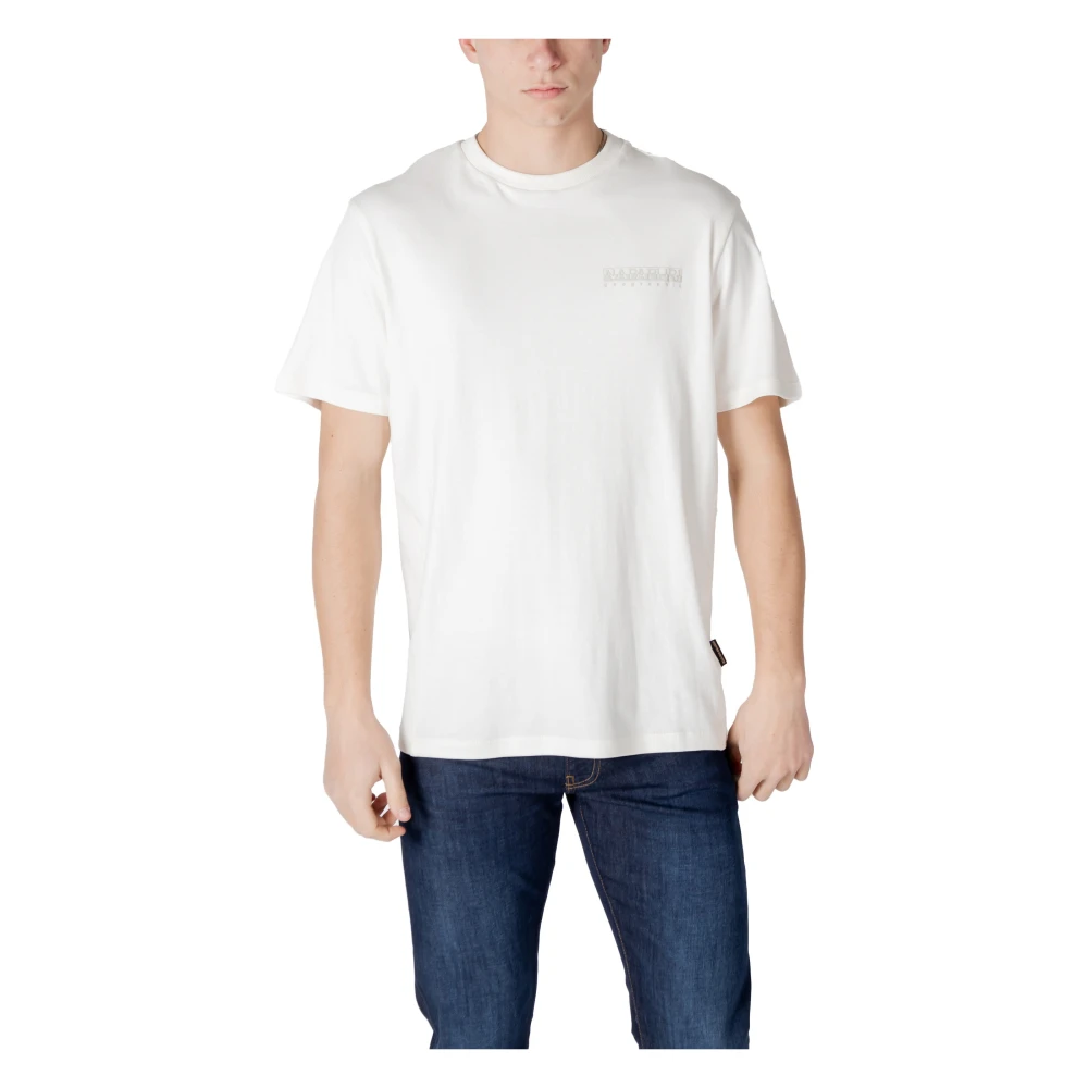 Napapijri Vit Bomull T-shirt med Tryck White, Herr