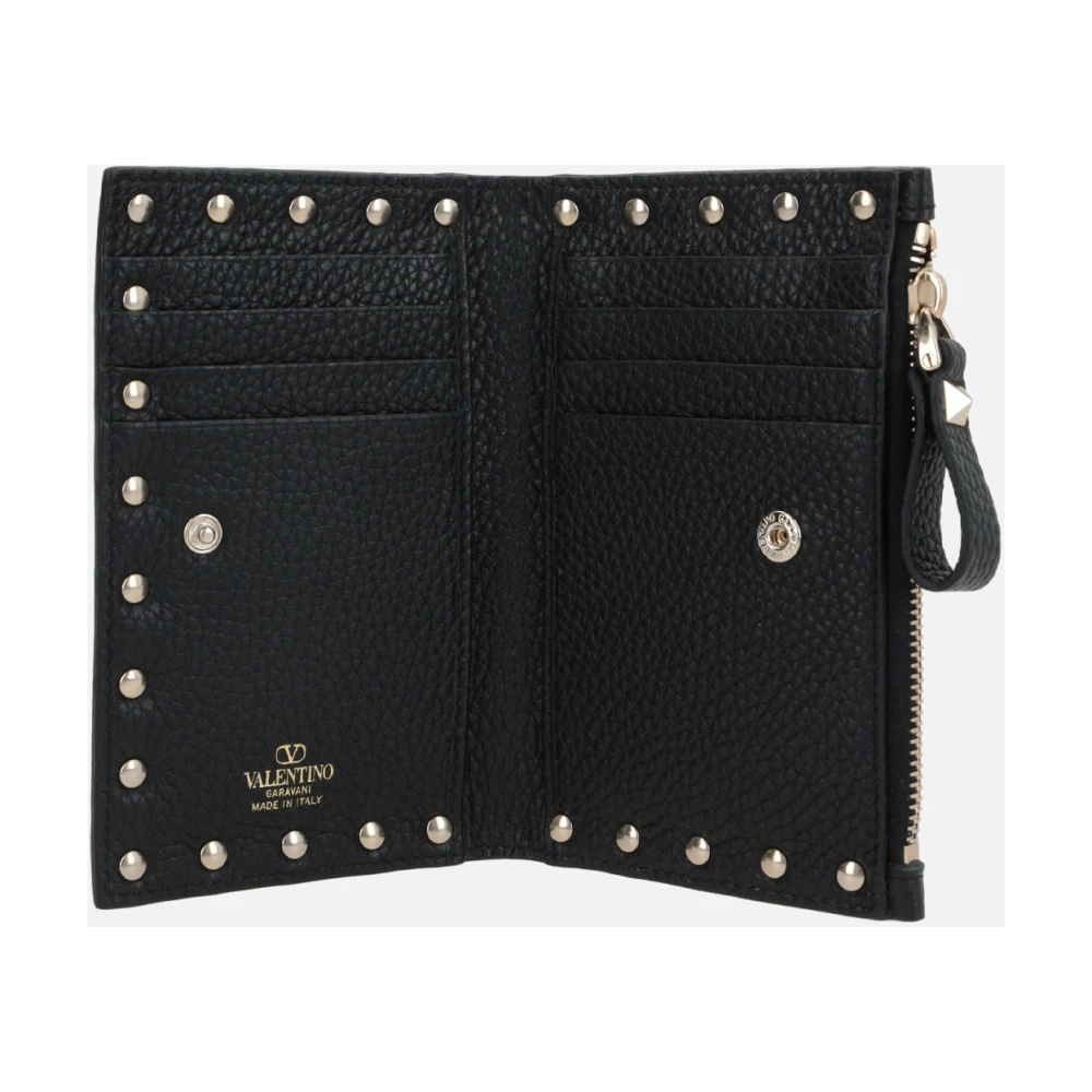 Valentino Garavani Zwarte leren creditcardhouder met studs Black Dames
