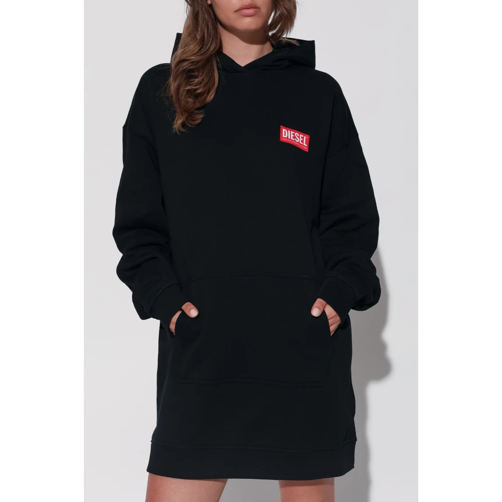 Diesel Jurk met D-Boxt-Hood-Lab logo Black Dames