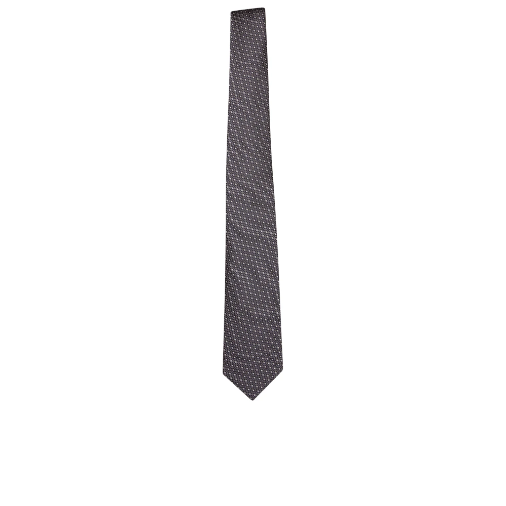 Canali Elegant Geometrisch Patroon Zijden Stropdas Brown Heren