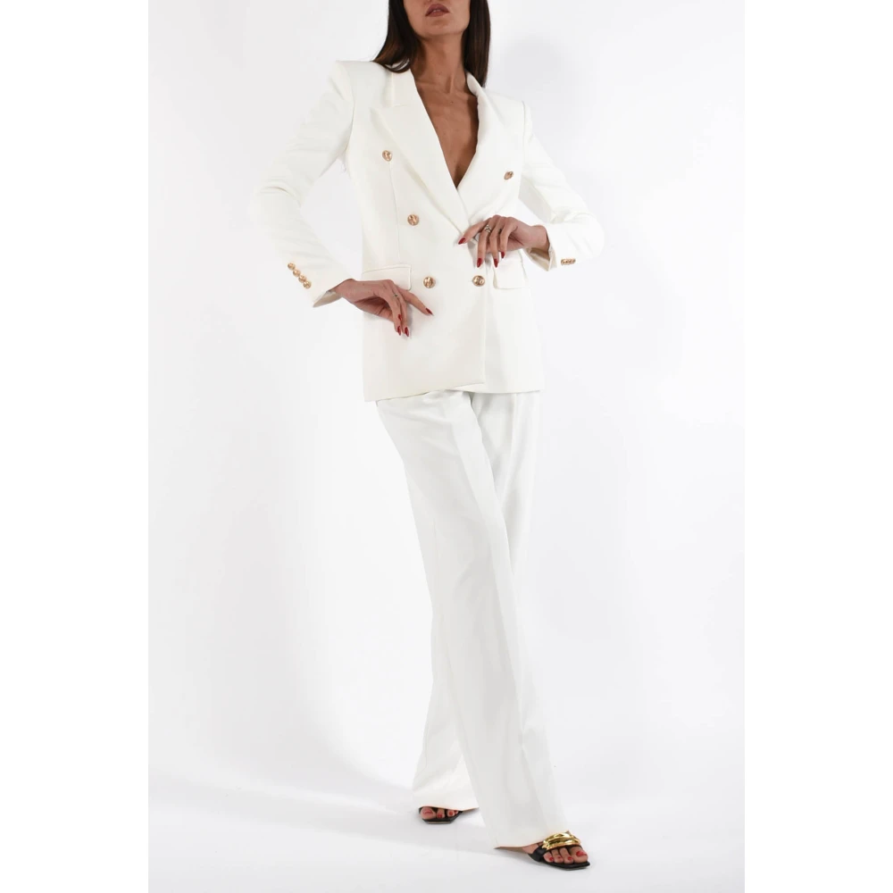 Elisabetta Franchi Crepe broek met satijndetails White Dames