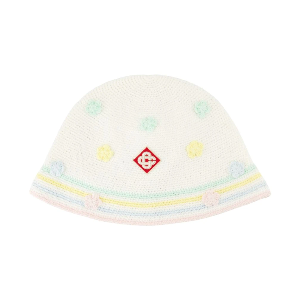 Casablanca Unisex White Crochet Bucket Hat - Cotton
