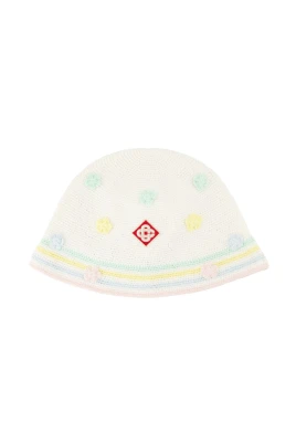 Vit Virkad Bucket Hat - Bomull