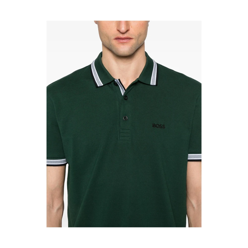 Hugo Boss Groene Gestreepte Rand Korte Mouw Trui Green Heren
