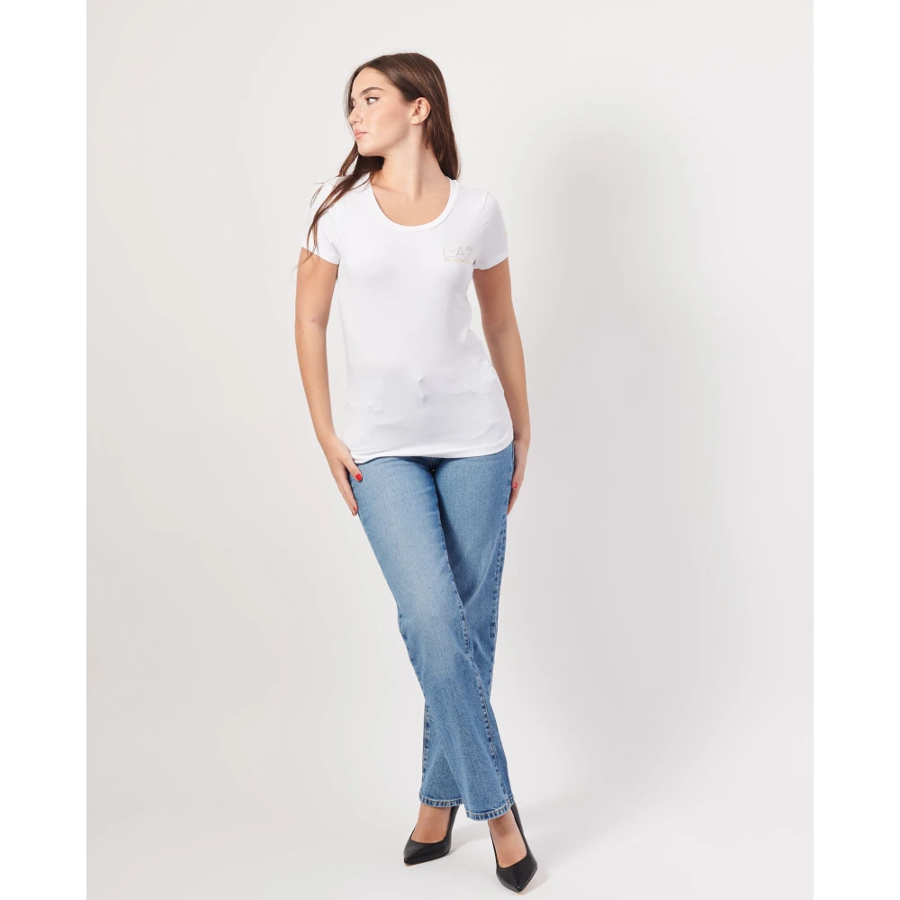 Emporio Armani Wit T-shirt met ronde hals White Dames