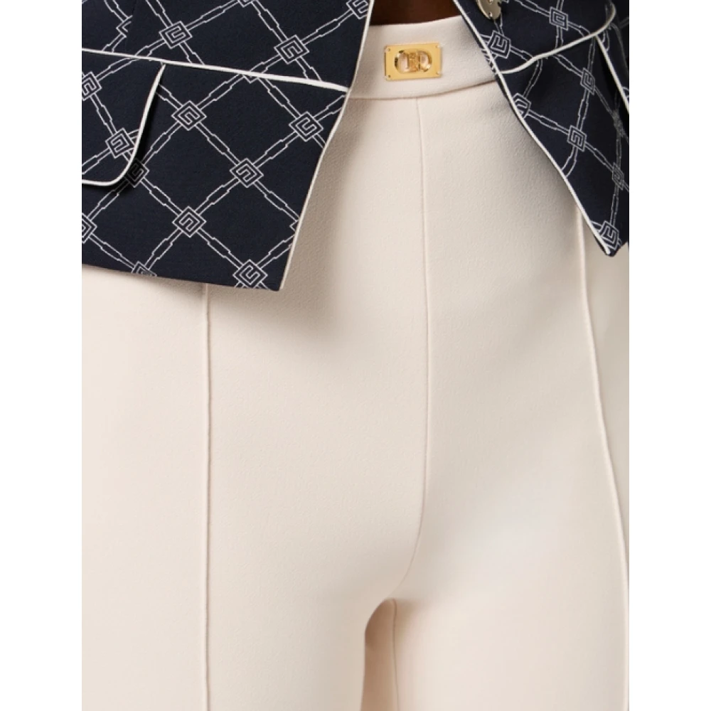 Elisabetta Franchi Gouden Flared Crêpe Broek Beige Dames