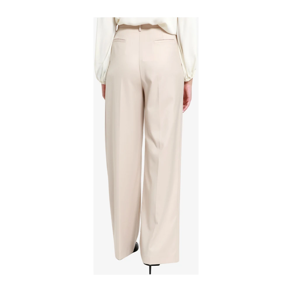 Simona Corsellini Crème Wijde Broek met Hoge Taille Beige Dames