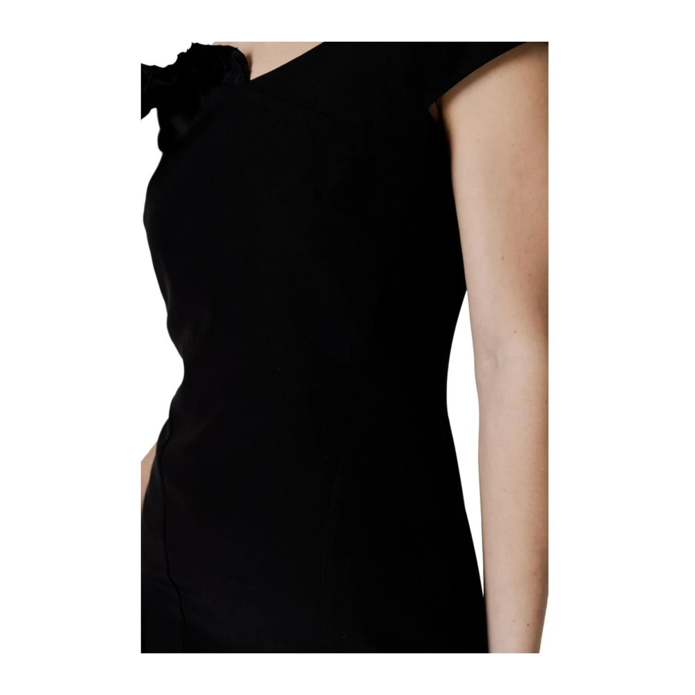 Sandro Ferrone Zwarte Midi Jurk met Elastaan Samenstelling Black Dames