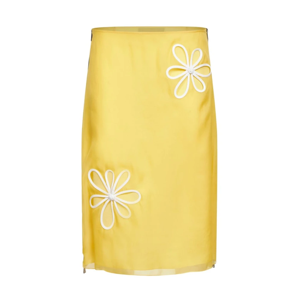 Fendi Women's Yellow Midi Skirts, M, Silk Midi Skirt