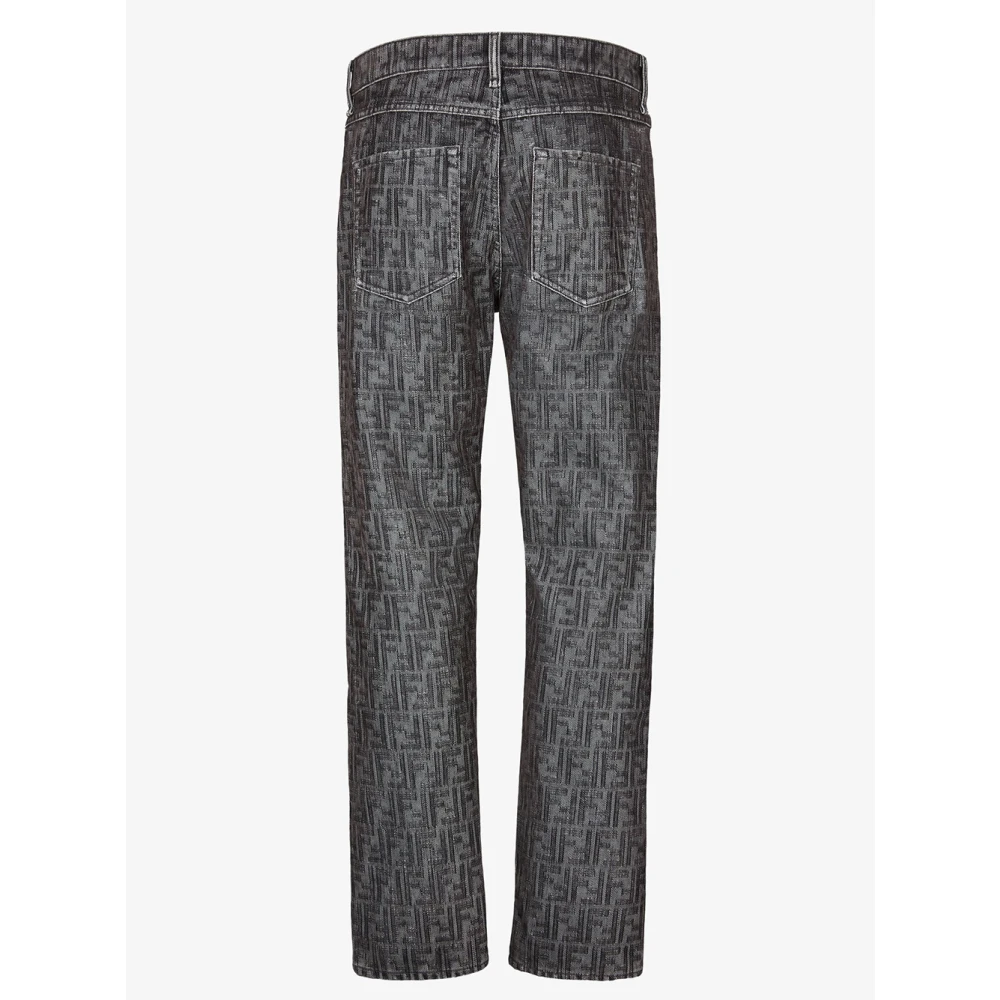 Fendi Grijze Denim Straight-line Broek Gray Heren