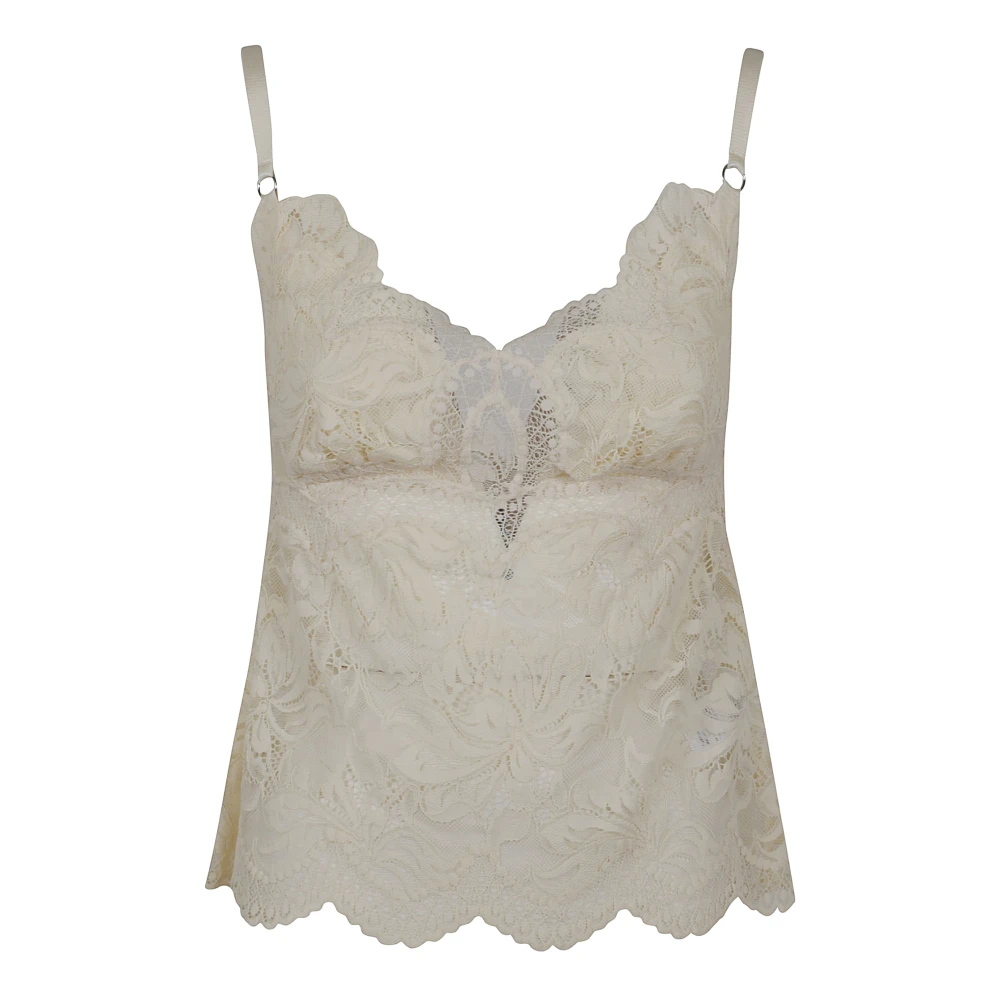 Paco Rabanne Ivoor Kant Stretch Top Beige Dames
