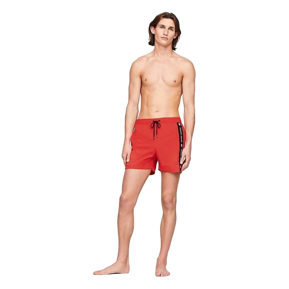 Tommy Hilfiger Storm-FIT Medium Drawstring Side Tape Swimsuit Red Heren