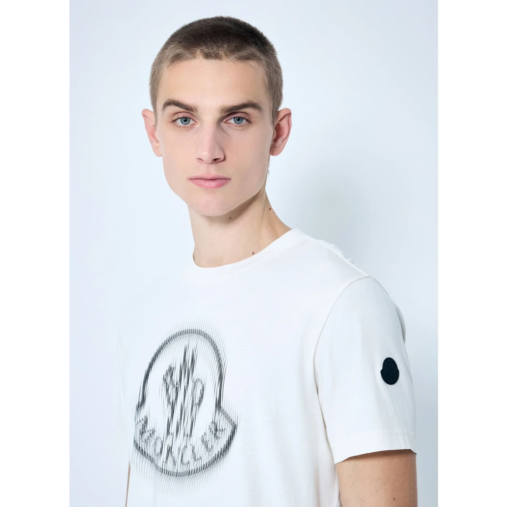 Moncler Katoenen Jersey Logo Print T-Shirt White Heren