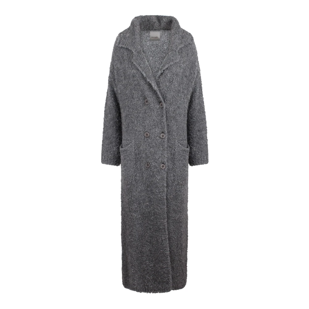 Ermanno Scervino Grijze Bouclé Gebreide Jas Gray Dames