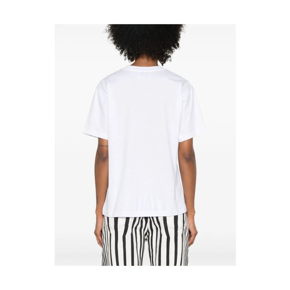 Moschino Wit Katoenen Logo Print T-shirt White Dames