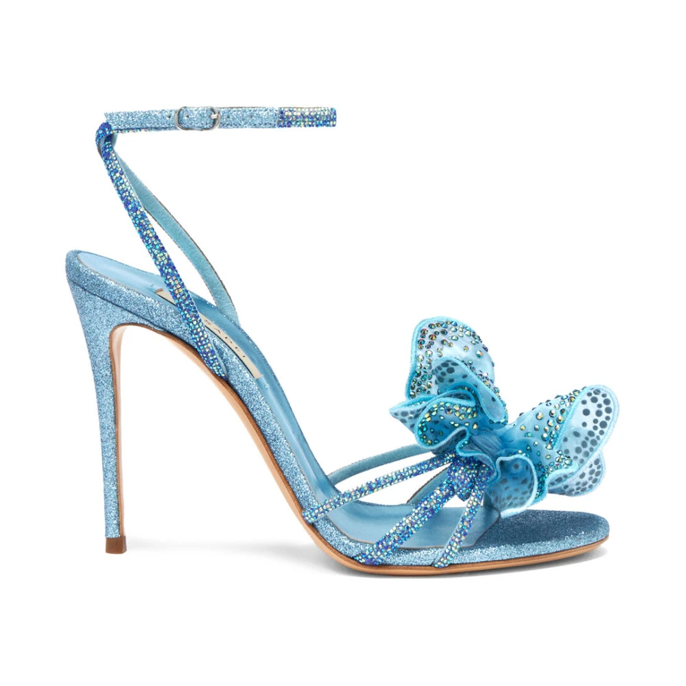 Himmelblå Glitter Sandal med Orkide Detalje