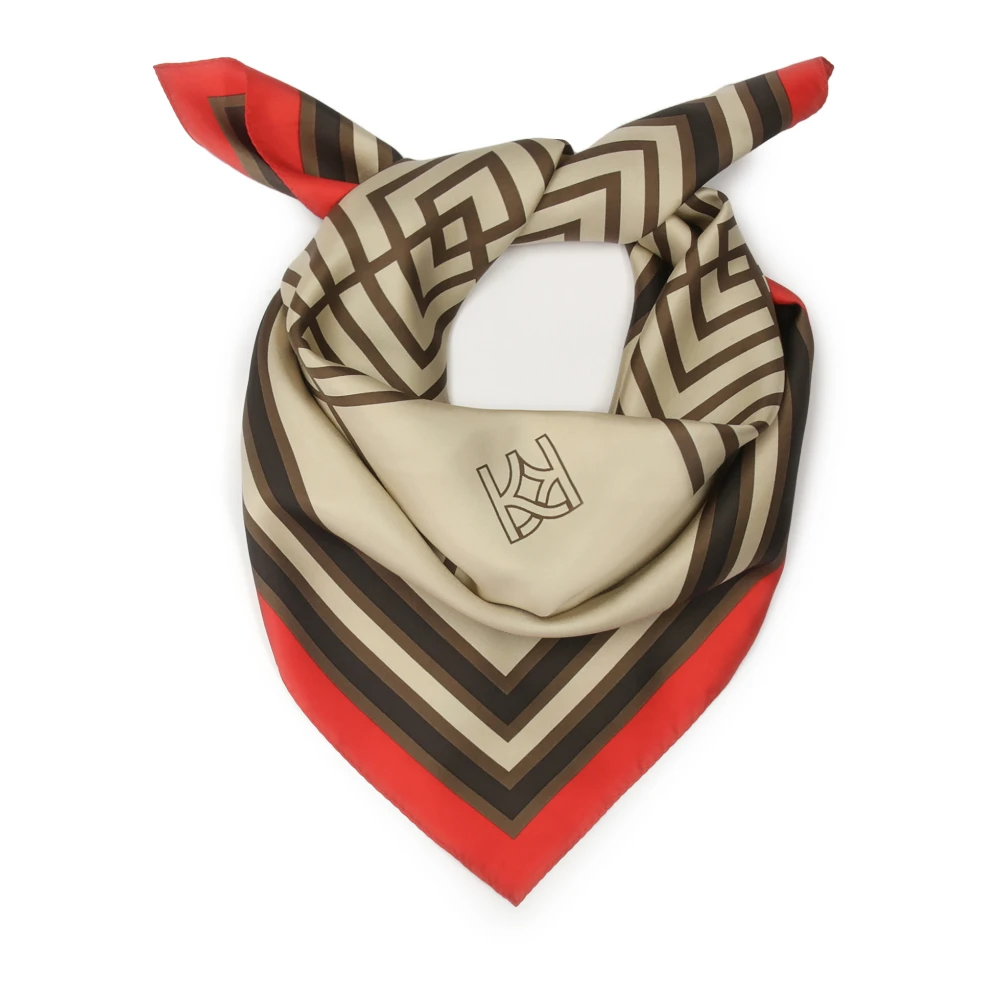 Kazar Beige en bruine zijden sjaal Multicolor Dames