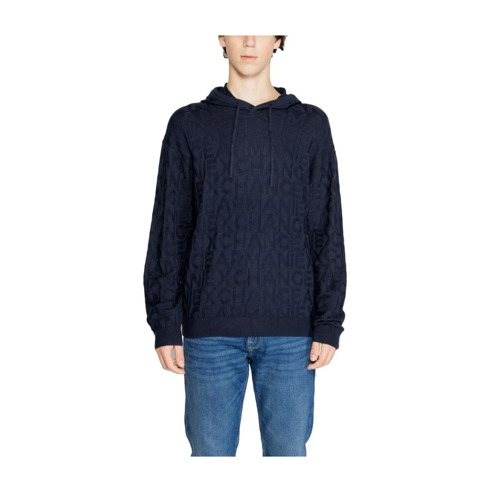 Armani Exchange Blauwe Viscose Gebreide Herfst Winter Collectie Blue Heren