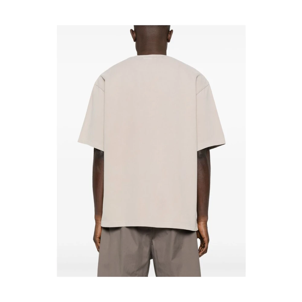 Axel Arigato Taupe Grey Logo Print T-shirt met ronde hals Gray Heren