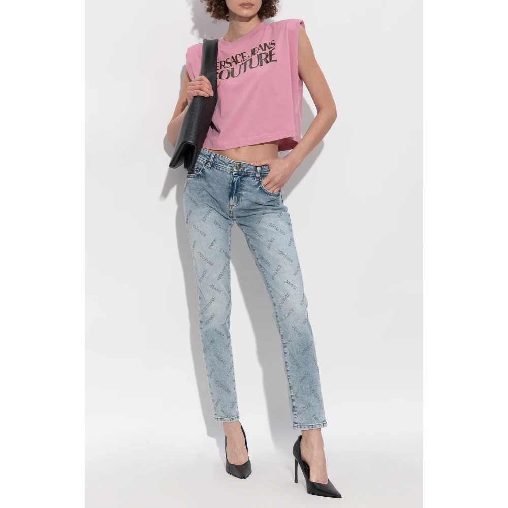 Versace Jeans Couture Jeans met glinsterende applicaties Blue Dames
