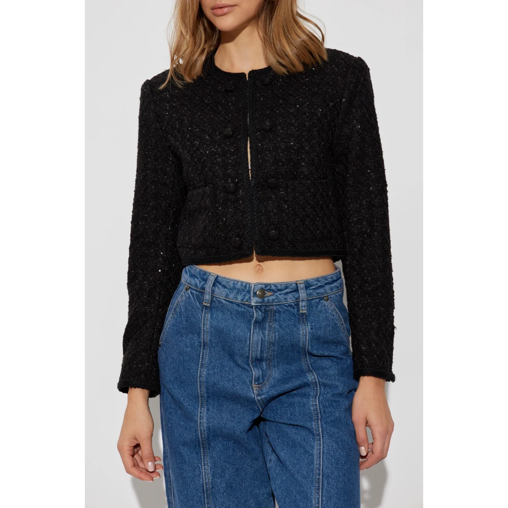 Rotate Birger Christensen Tweed blazer met glinsterende applicaties Black Dames