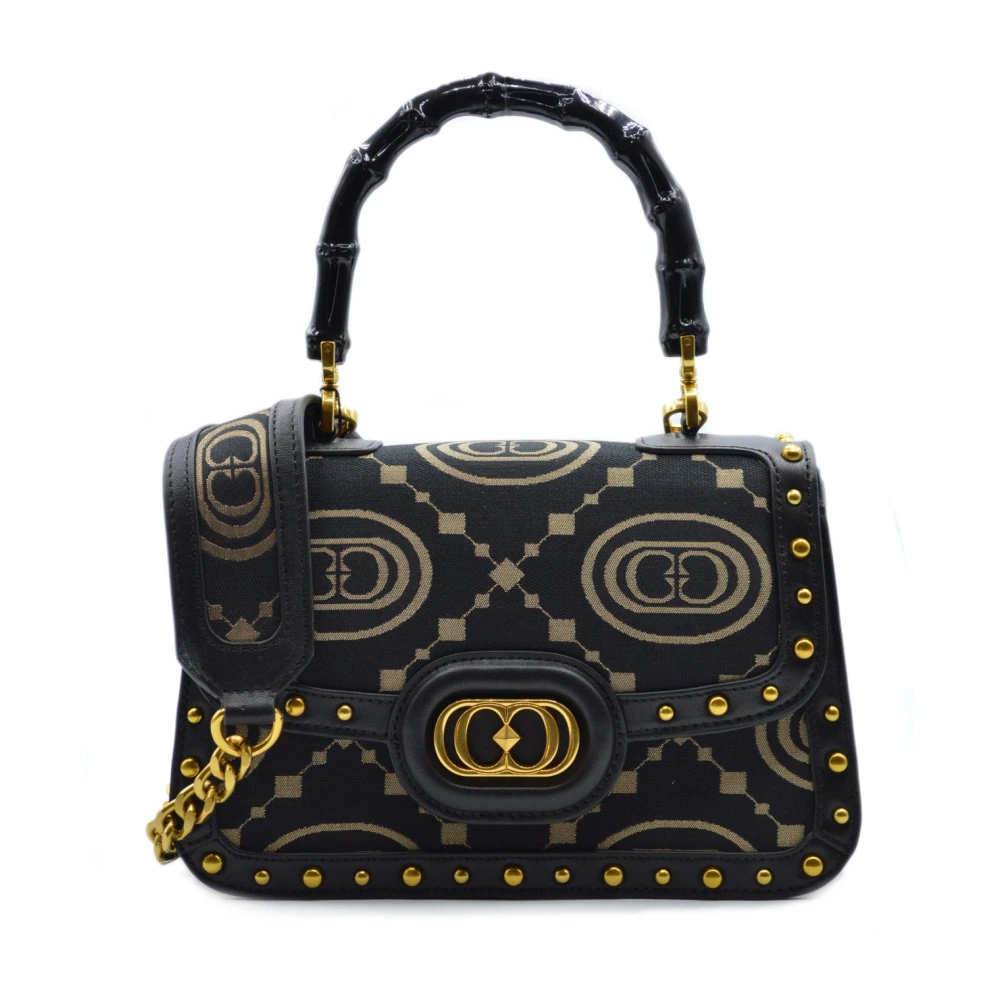 La Carrie Iconische Jacquard Leren Schoudertas Black Dames