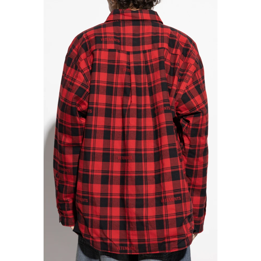 Vetements Gewatteerd shirt met ruitpatroon Red Heren