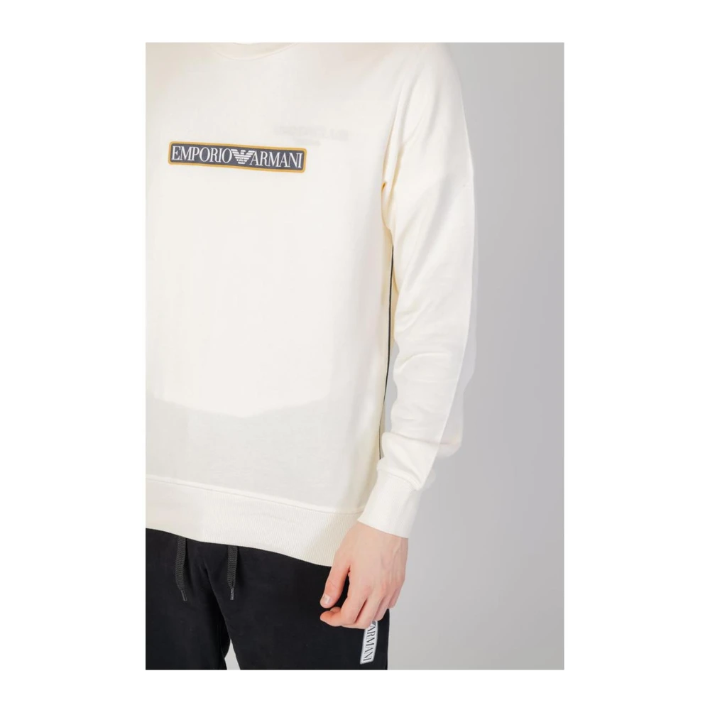 Emporio Armani Katoenmix Hoodie Herfst Winter Collectie Beige Heren