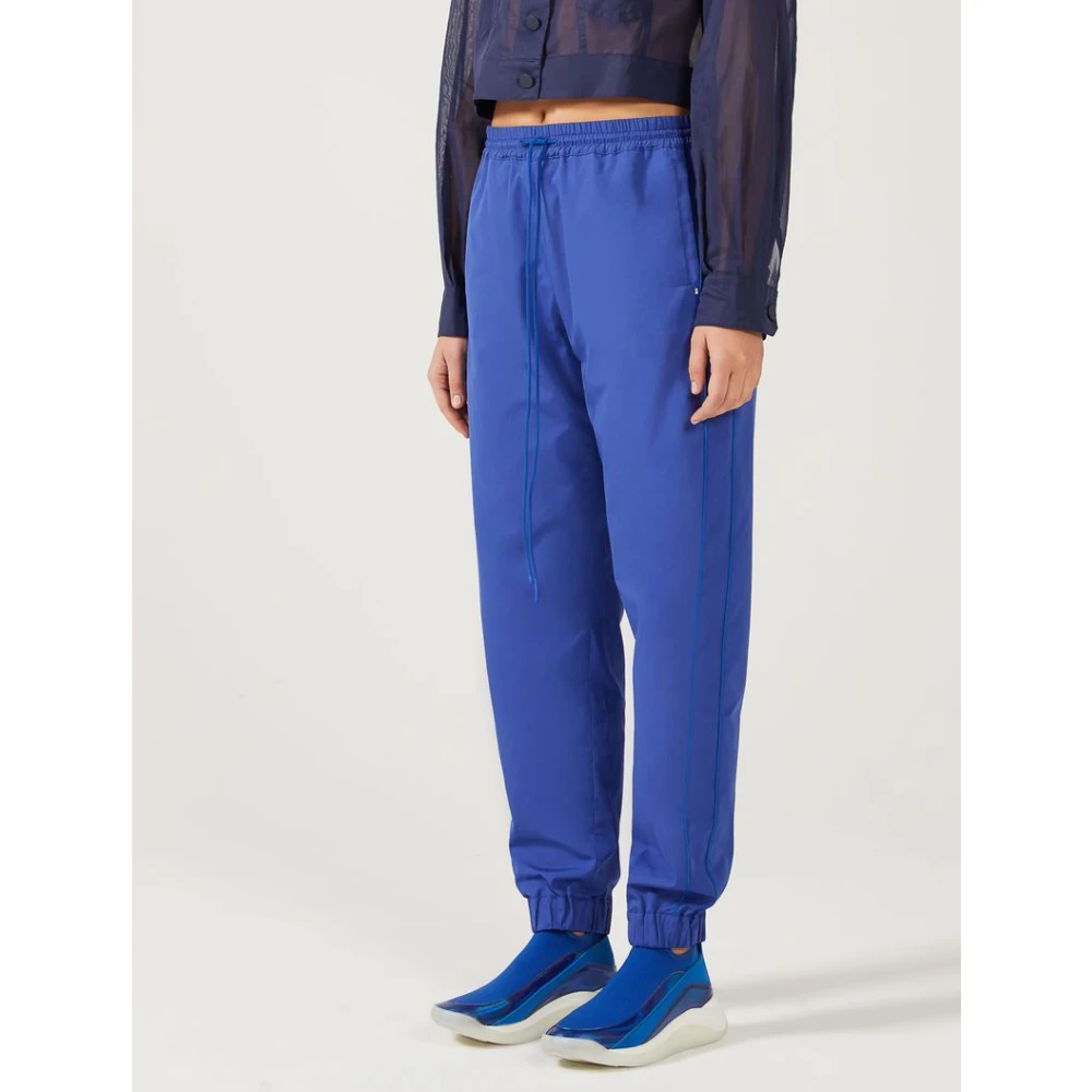 SPORTMAX Poplin Track Pants Blue Dames