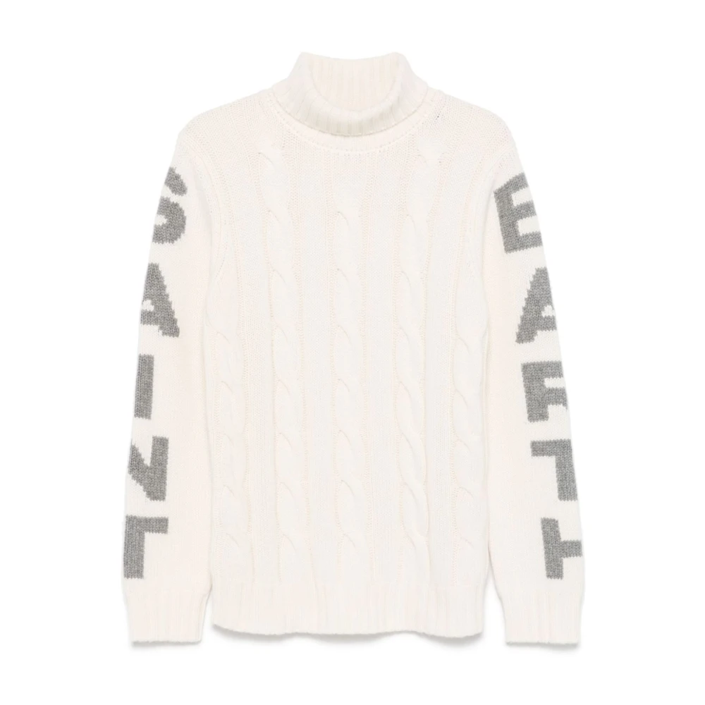 MC2 Saint Barth Witte Kabeltrui Rolhals Sweater White Heren