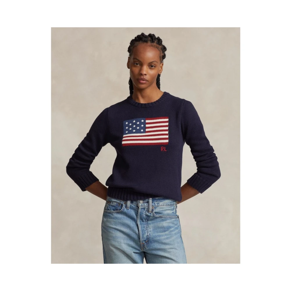 Ralph Lauren Trek Vlag In Katoenmix Marine Blue Dames