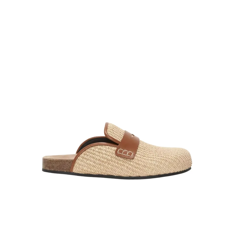 Jw Anderson Women's Beige Raffia Mules With Leather Details