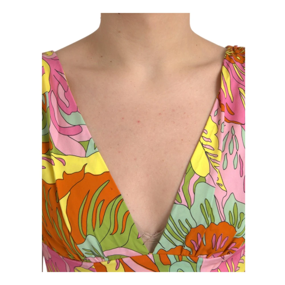 Dolce & Gabbana Multicolor Bloemen Zijden Mini Jurk Multicolor Dames