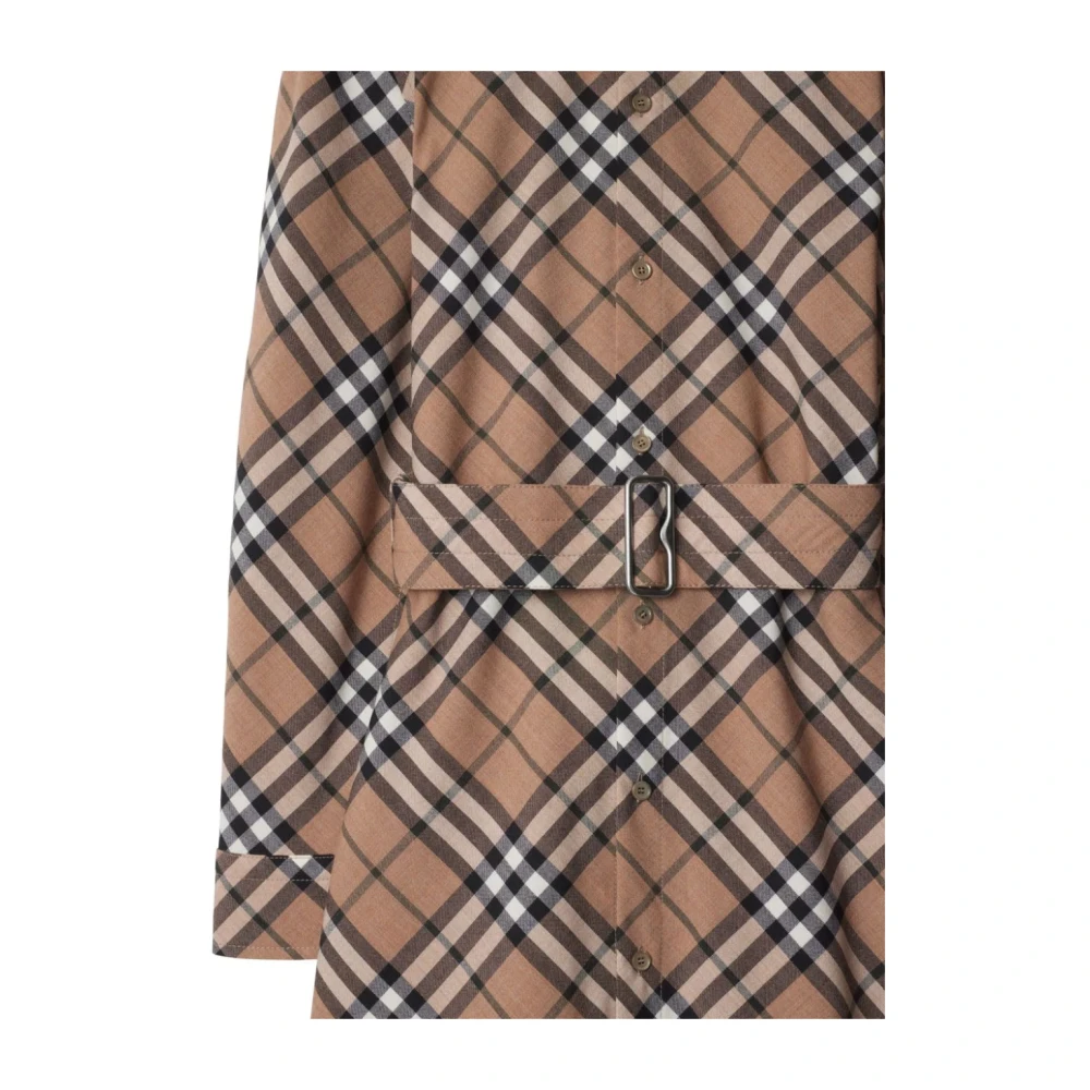 Burberry Bruine Jurk met Knopen en Riem Brown Dames