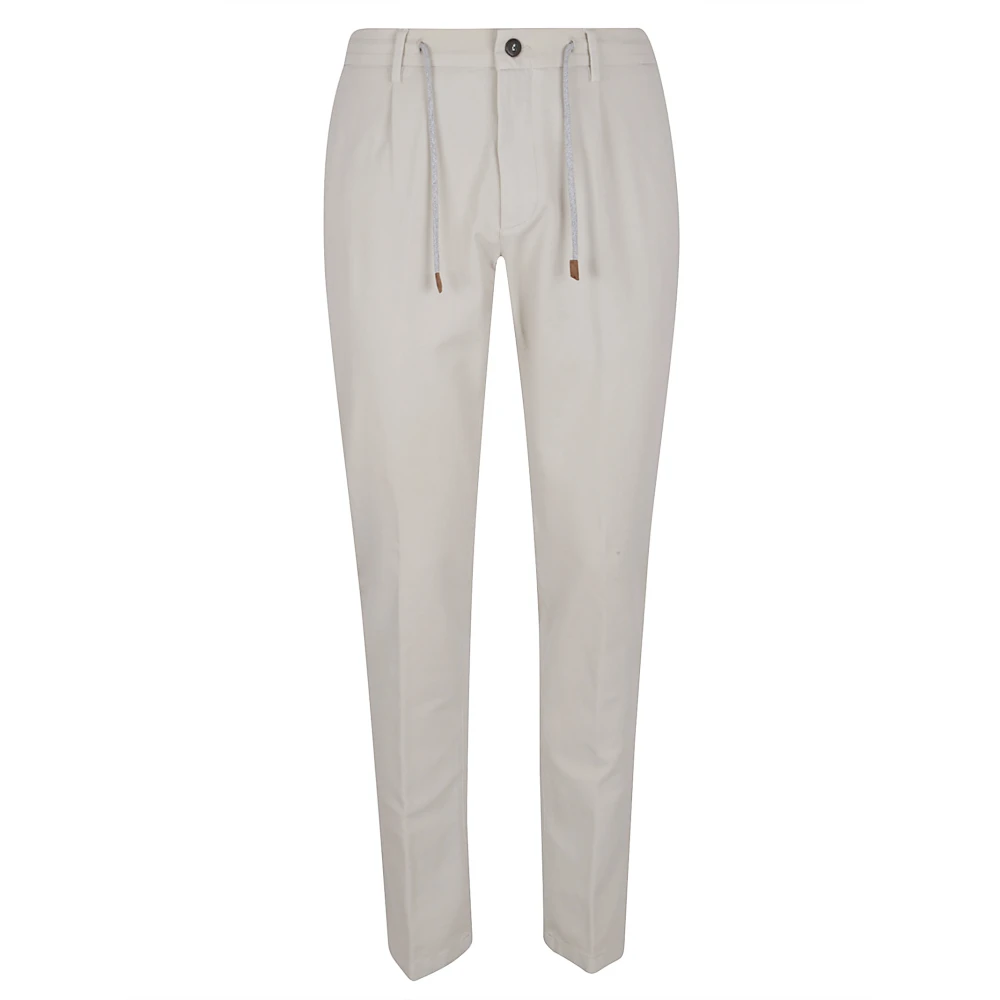 Eleventy Men's Beige Neutral Trousers For Casual Outings - Slim-Fit Trousers - W38 - Trousers