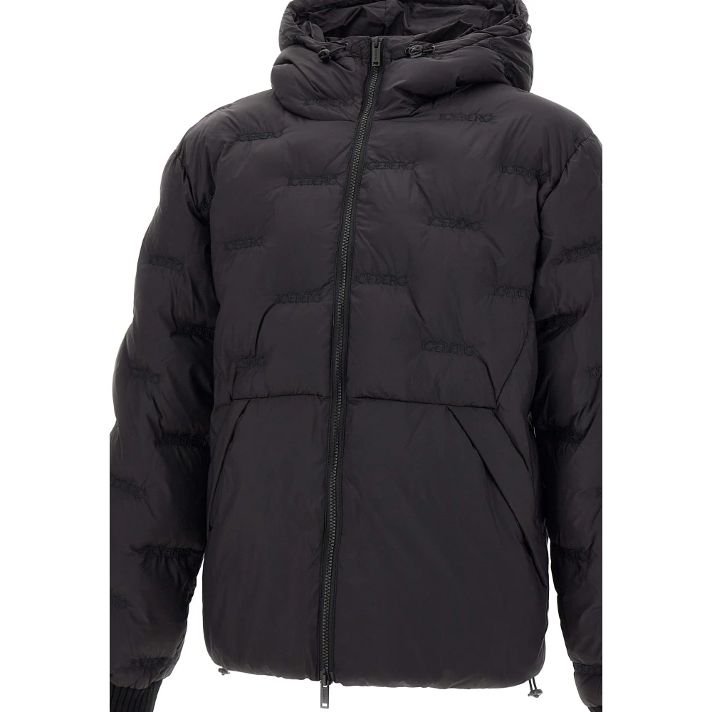 Iceberg Zwarte donsjas met luxe quilten Black Heren