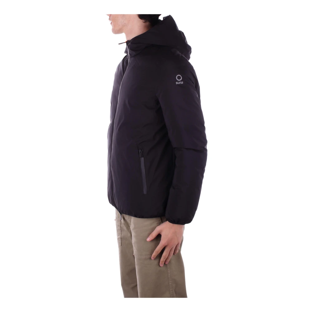 Suns Zwarte hoodie met ritssluiting zakken Black Heren
