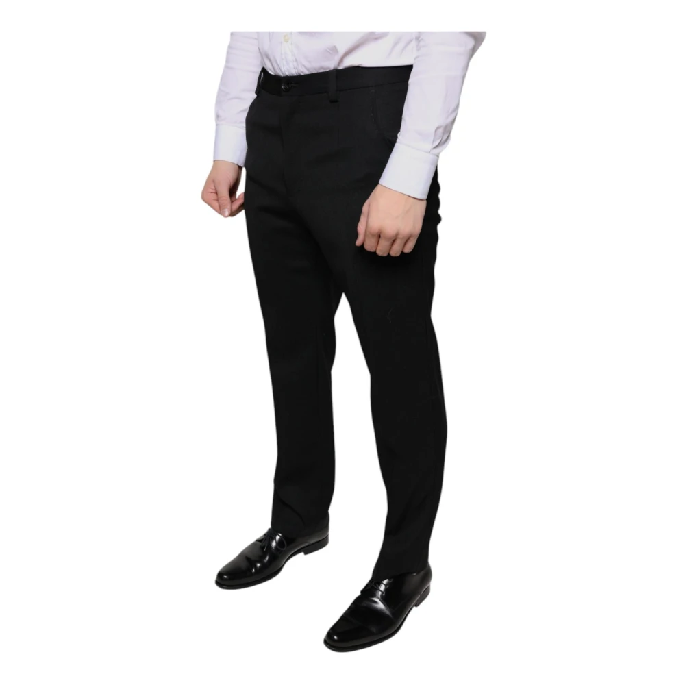 Dolce & Gabbana Zwarte Wolmix Skinny Dressbroek Black Heren