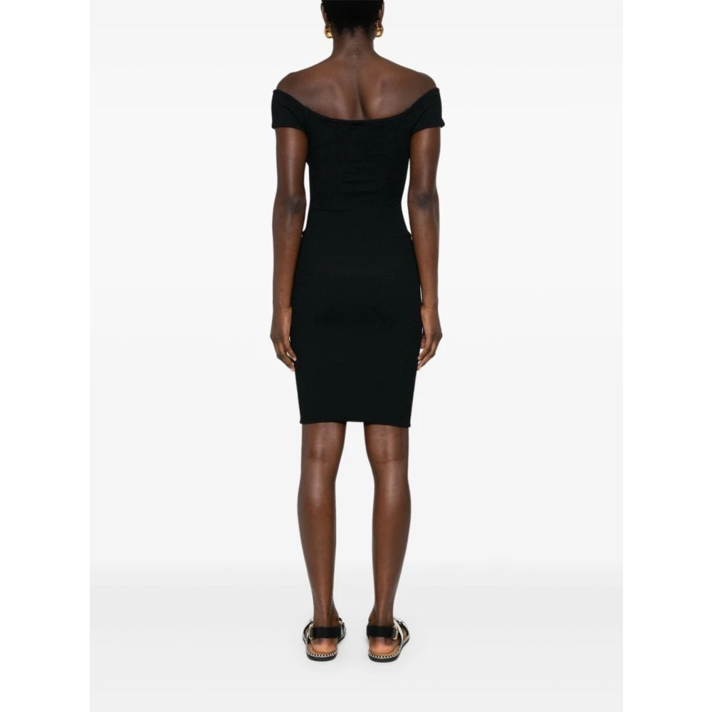 Hunza G Zwarte Grace Off-Shoulder Jurk Black Dames