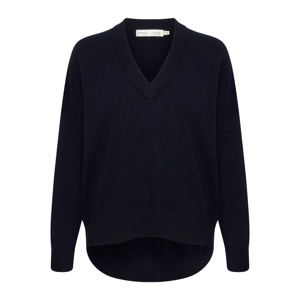 Inwear Women's Blue V-Neck Knitwear, Xs, Marine V-Neck Jumper