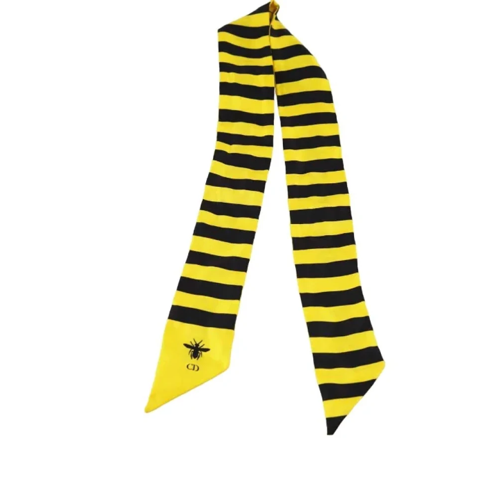 Dior Vintage Pre-owned Silk scarves Yellow Dames