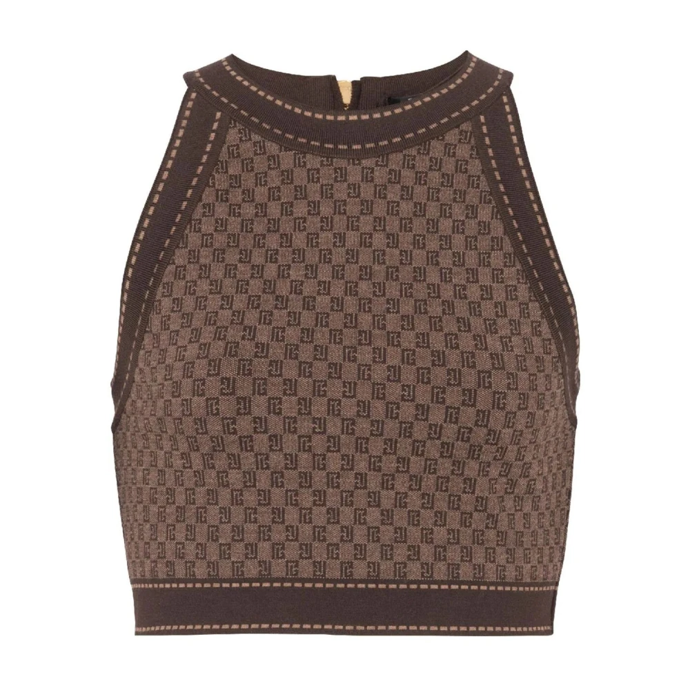 Balmain Stickad Brun Crop Top Brown, Dam